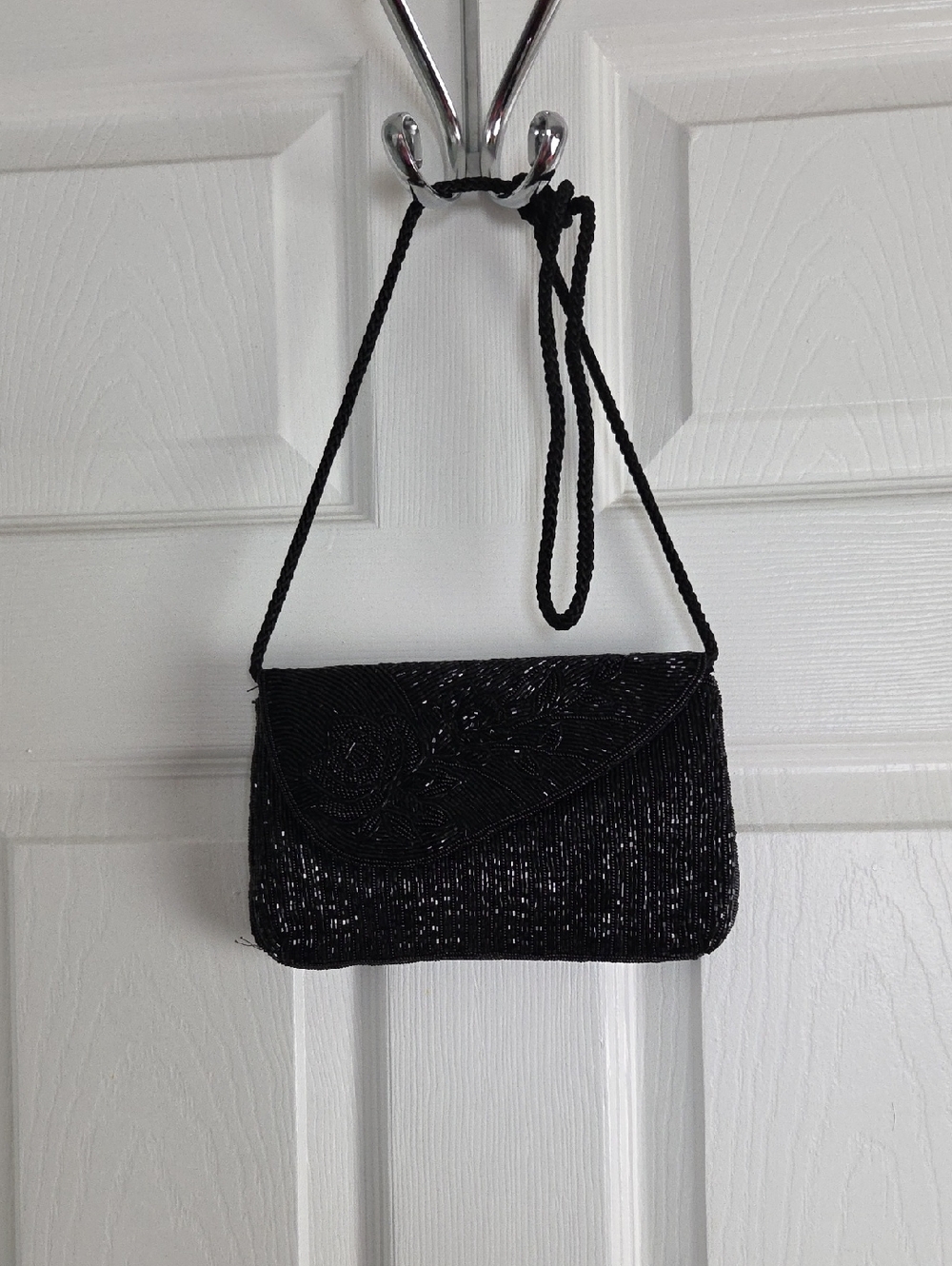 Vintage La Regale Black Beaded Evening Shoulder Bag